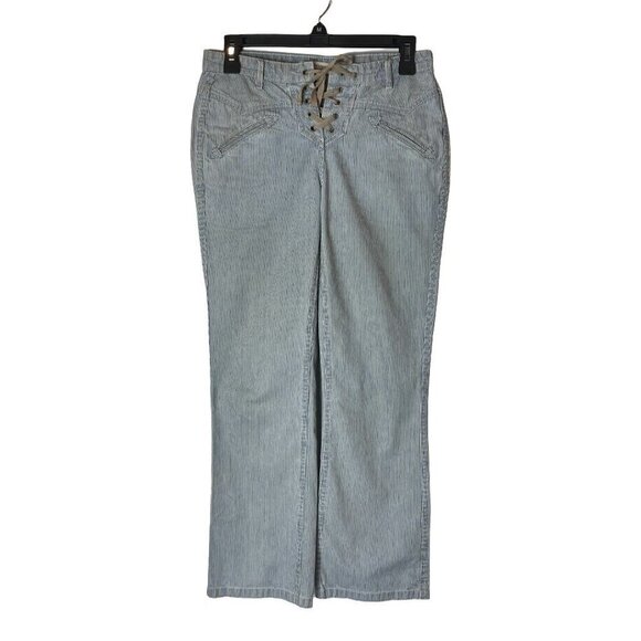 Ulla Johnson Blue And White Patria Striped Lace Up Cropped Jeans Size 0 - Picture 2 of 9